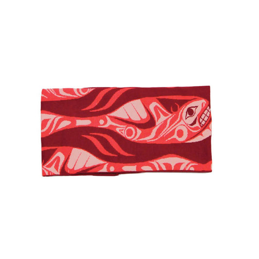 Whale Paddle Headband – Indigenous Art byPaul Windsor, Pink And Red