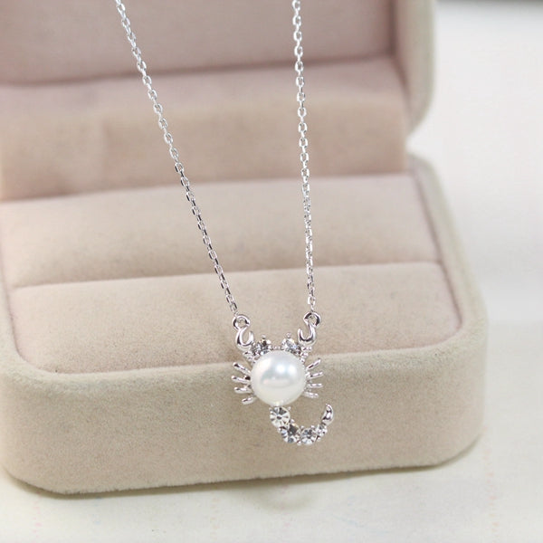 Petite Scorpio Pearl Necklace