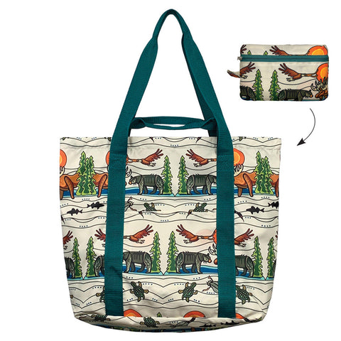 Packable Tote – Animals of the Land by Storm Angeconeb