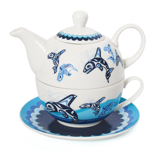Orca Family Tea-for-One Set – Spirit of Kinship and Harmony