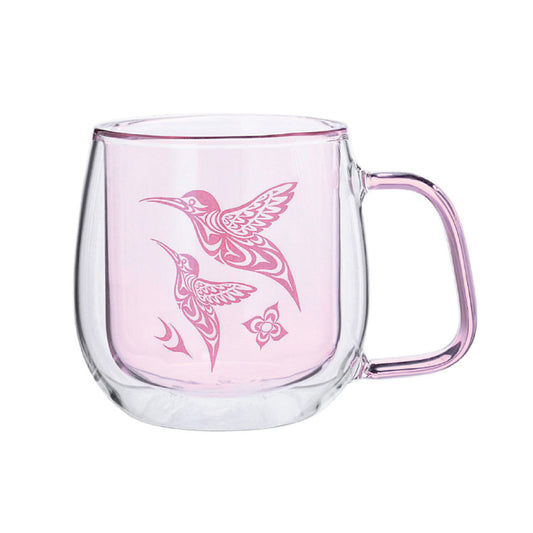 Double Walled Glass Mug – Hummingbird