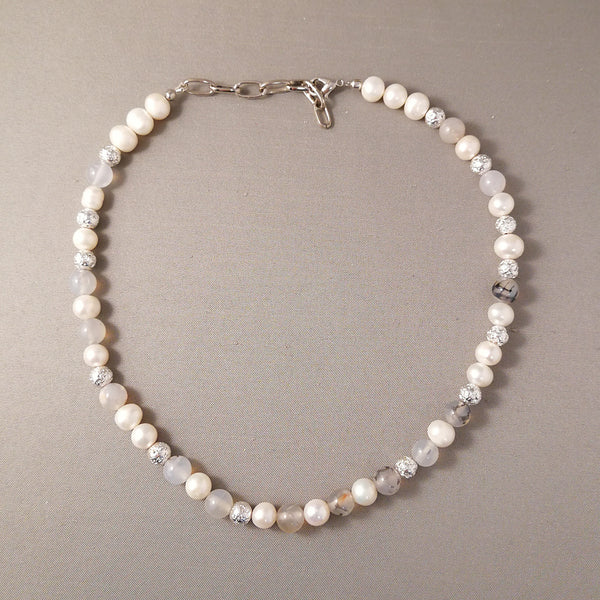 Handcrafted Freshwater Pearl &amp; Agate Necklace