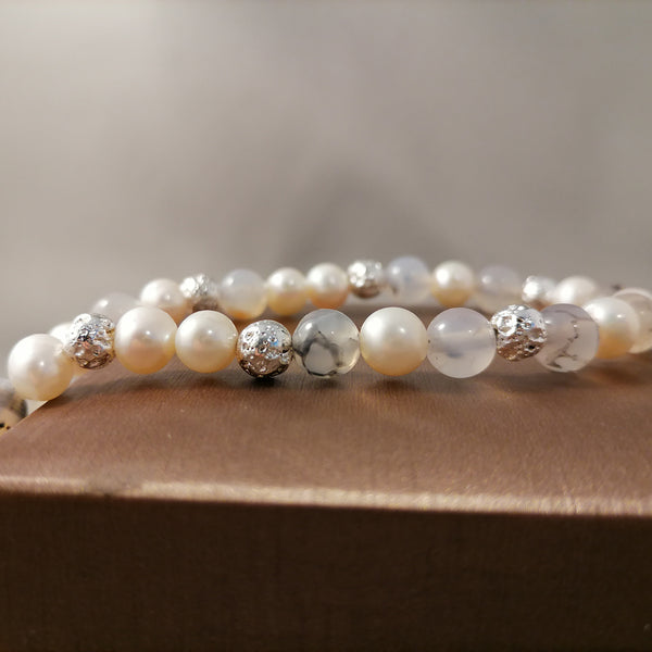 Handcrafted Freshwater Pearl &amp; Agate Necklace