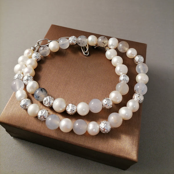 Handcrafted Freshwater Pearl &amp; Agate Necklace