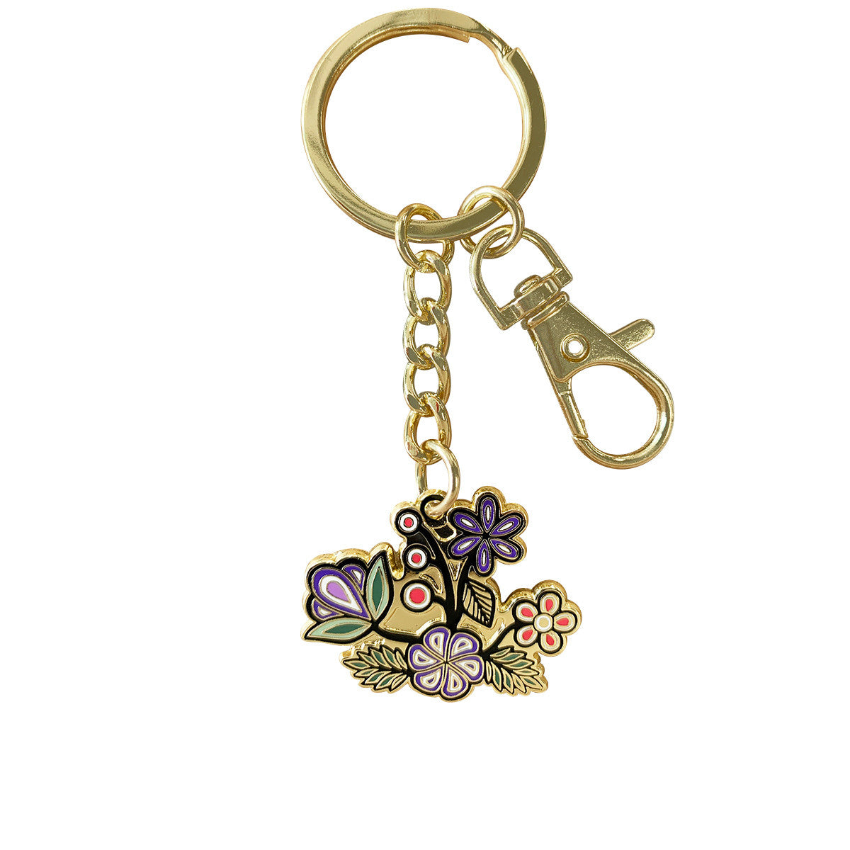 Ojibwe Florals Enamel Art Keychain - Storm Angeconeb