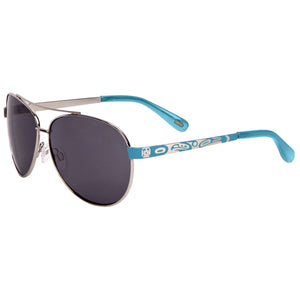 Victoria Thunderbird Ladies Aviator Sunglasses (Silver/Turquoise, Corrine Hunt)