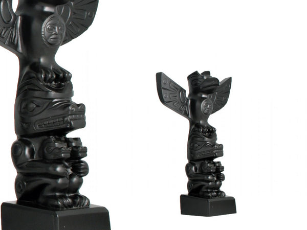 Raven, Bear with Cubs - Black Stone Totem