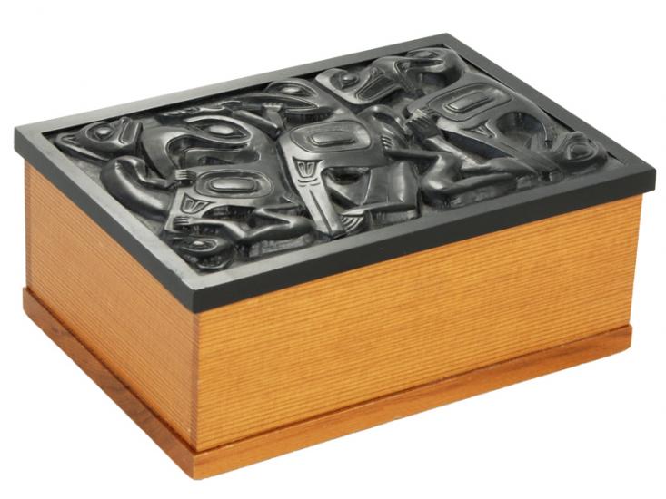 Desk Cedar Wood Box - Black Inlay