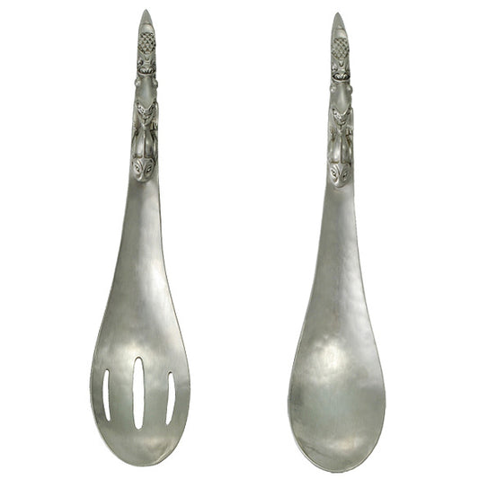 Indigenous Pewter Serving Set/Spoon/Slotted Spoon