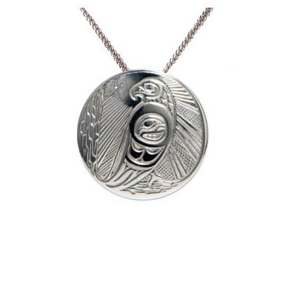 Native Art Silver Necklace - Eagle Sunlight