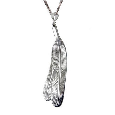 Native Art Silver Pendant Necklace - Eagle Feather