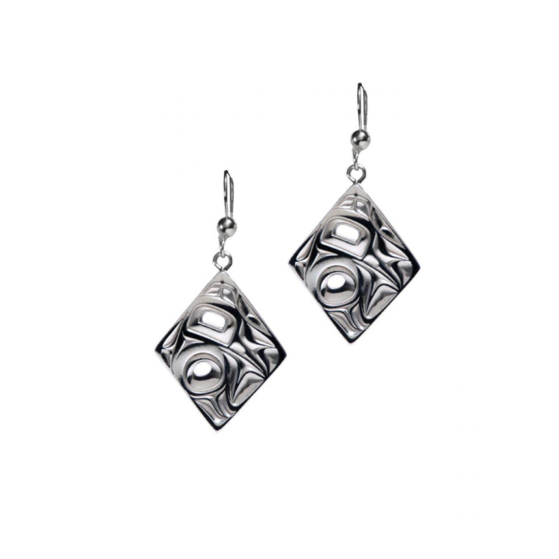 Silver Pewter Hummingbird Diamond Earrings