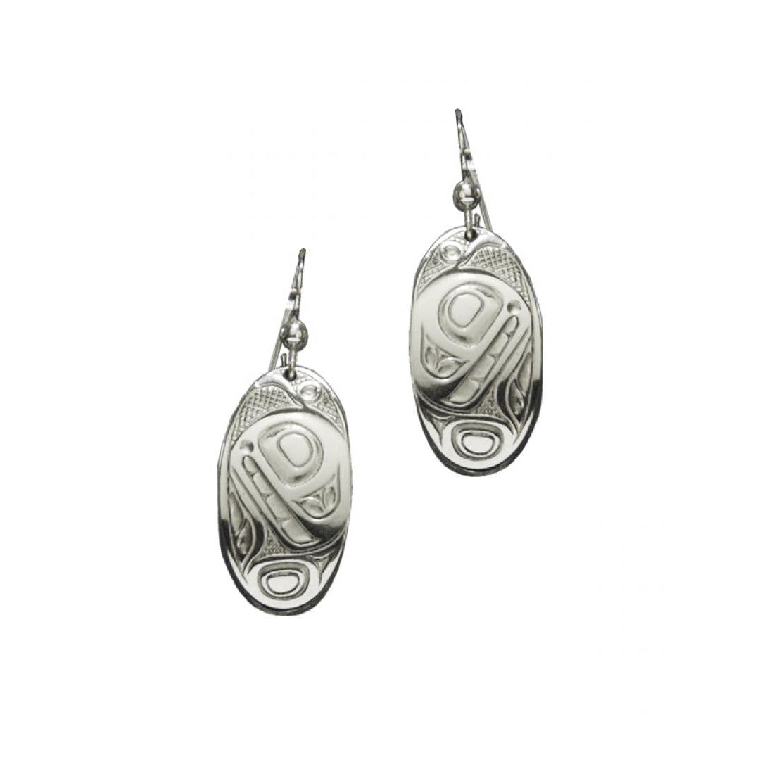 Silver Pewter Orca Oval Earrings