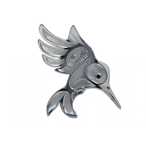 Silver Native Art Brooch - Hummingbird in Flight