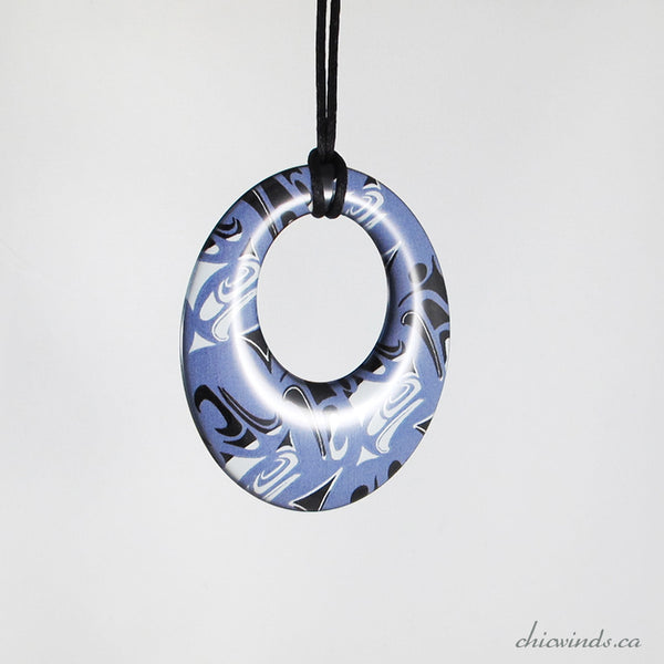 Silk Native Art Oval Pendant - Blue