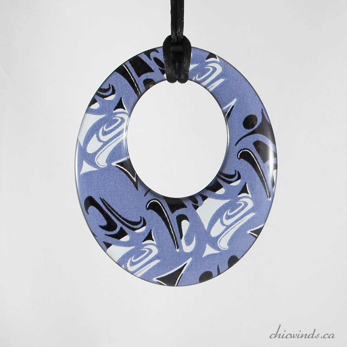Silk Native Art Oval Pendant - Blue