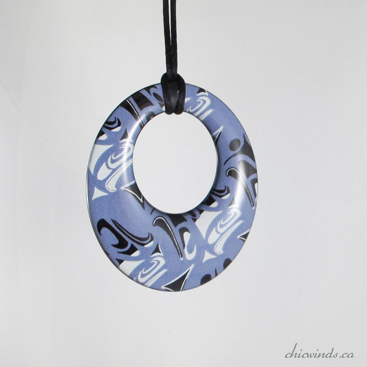 Silk Native Art Oval Pendant - Blue