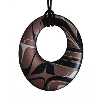 Silk & Native Art Oval Pendant - Onyx