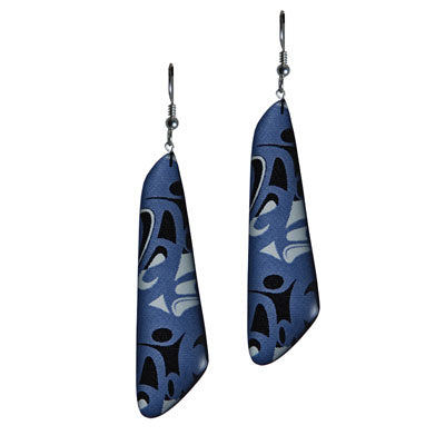 Silk Trapezoid Earrings - Blue