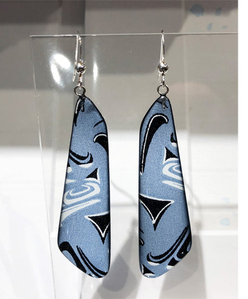Silk Trapezoid Earrings - Blue