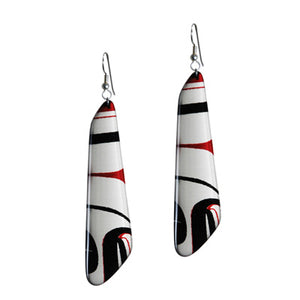 Silk Trapezoid Earrings - Red + Black
