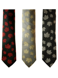 Maple Leaves Boxed Woven Jacquard Silk Tie