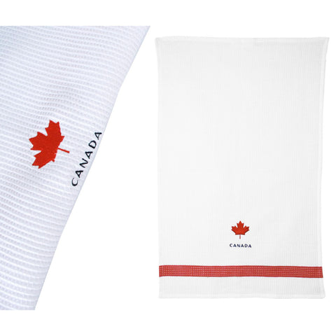 Flag Leaf Embroidered Waffle Tea Towel (W)