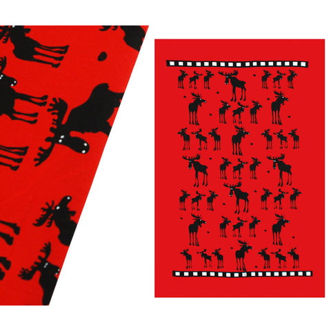 Moose Cotton Tea Towel (Black&Red)