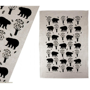 Woodland Bear Tea Towel (Natural)
