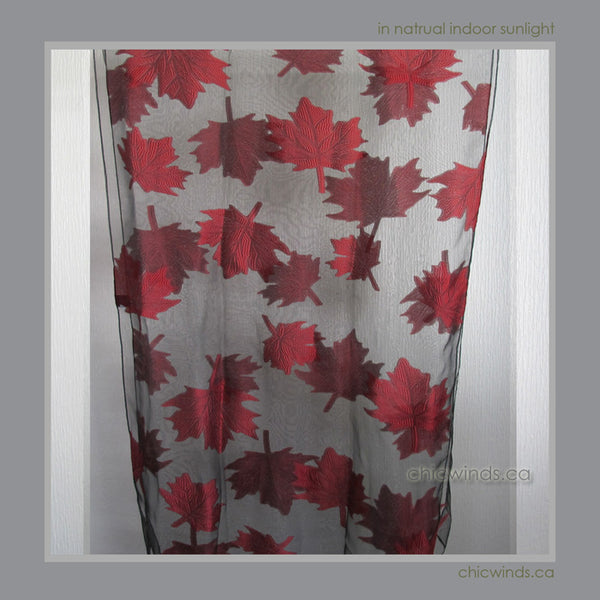 Maple leaf chiffon scarf