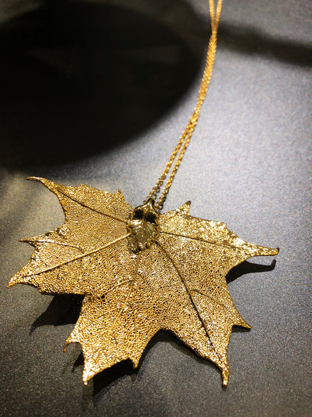 Golden Maple Leaf Necklace / Brooch