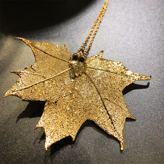 Golden Maple Leaf Necklace / Brooch