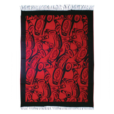 Native Art Blanket - Orca by Kelly Robinson (Red/Black)