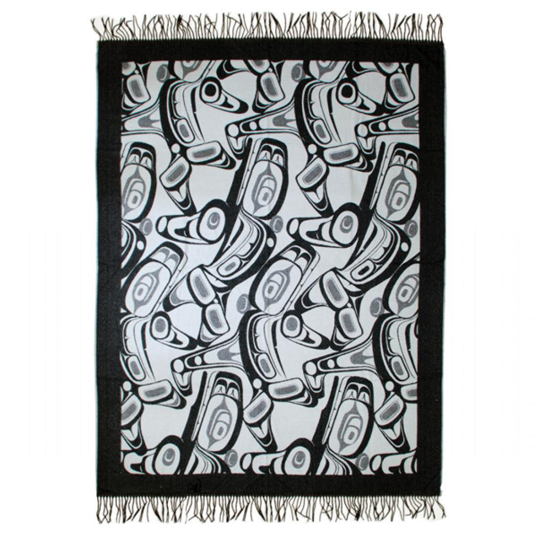Native Art Blanket - Orca by Kelly Robinson (Grey/Black)