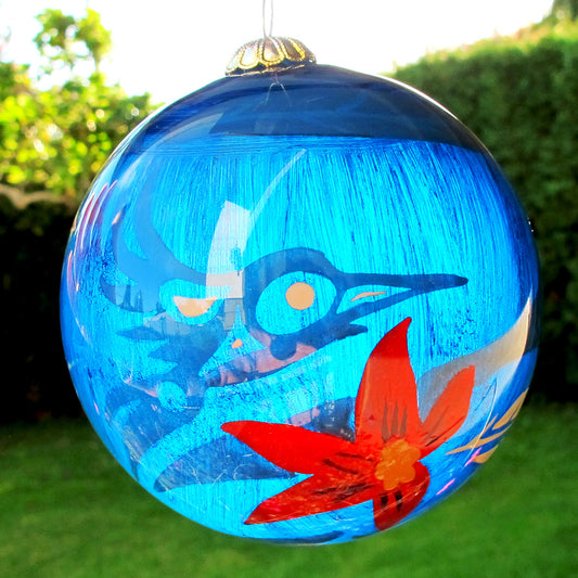 Boxed inside hand painted Christmas Ball Ornament - Hummingbird