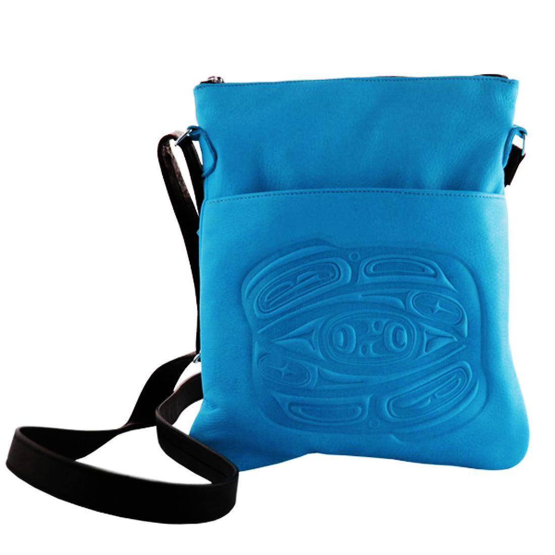 Raven Embossed Solo Bag - Turquoise, Deer Skin Leather