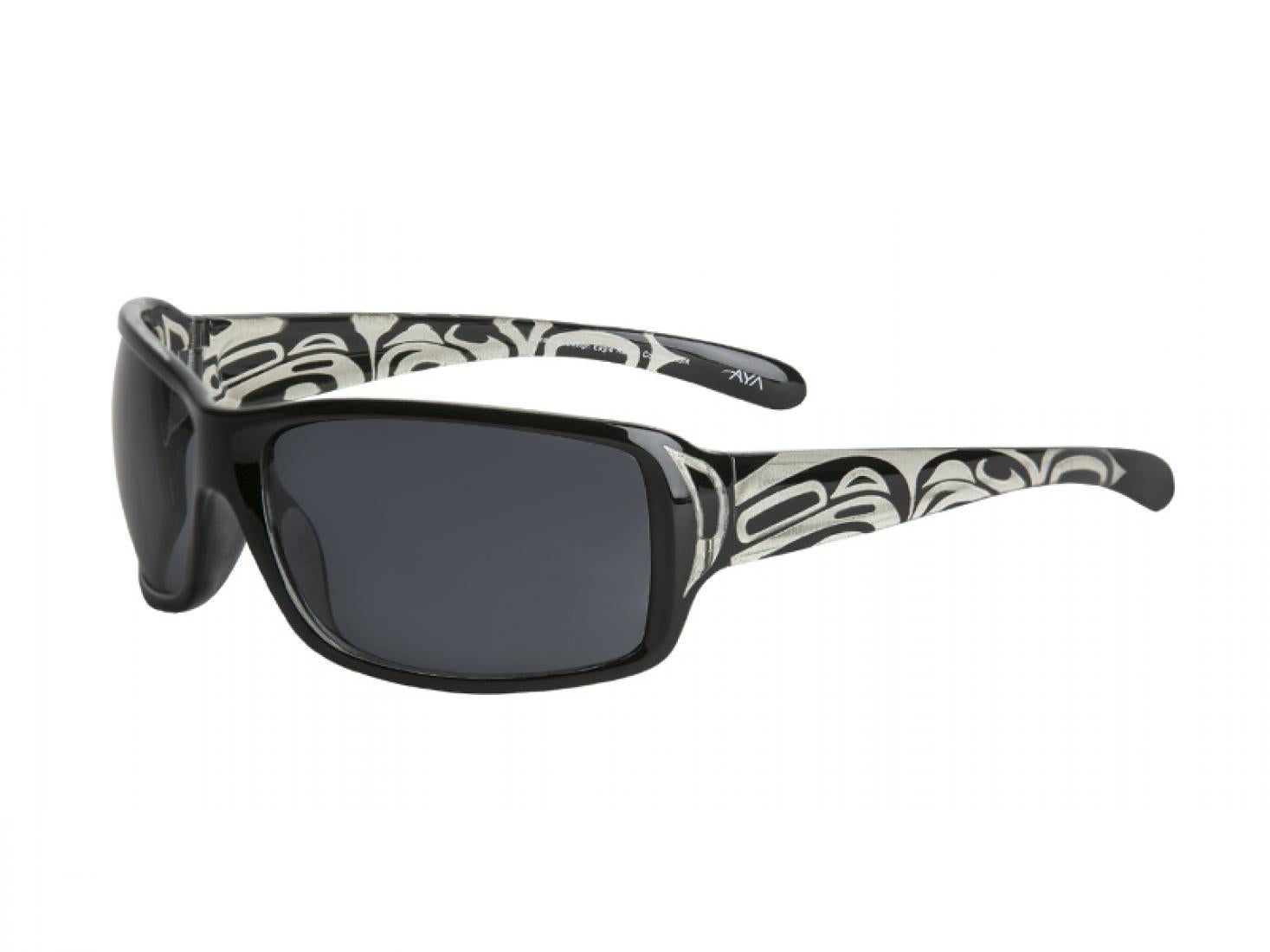 Wrap Style Sunglasses "Storm" with Eagle, Raven Design