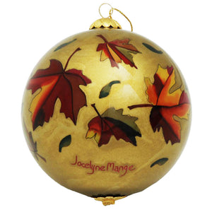 Boxed inside hand painted Christmas Ball Ornament - Maple Leaf