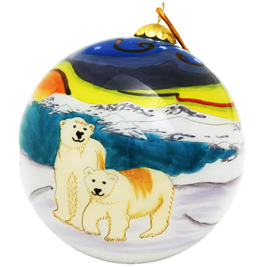 Boxed inside hand painted Christmas Ball Ornament - Polar Bear