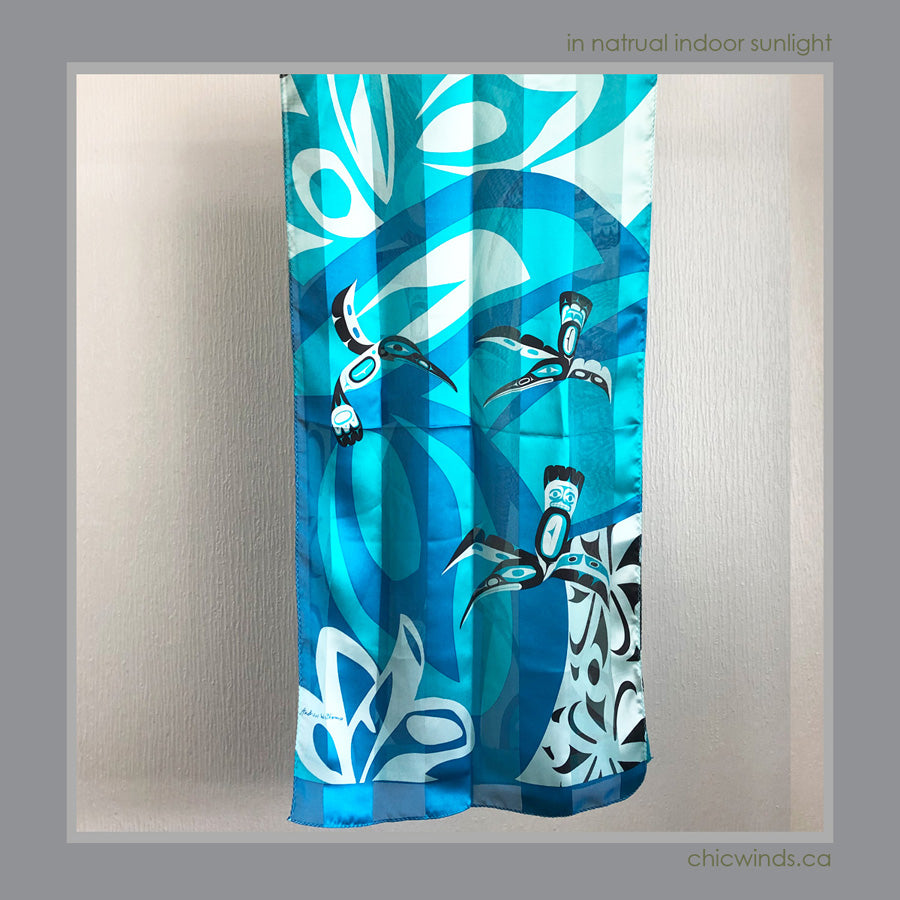 Native Art Hummingbird Silk Scarf