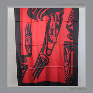 Dorothy Grant Native Art Silk Scarf - Eagle ( red )