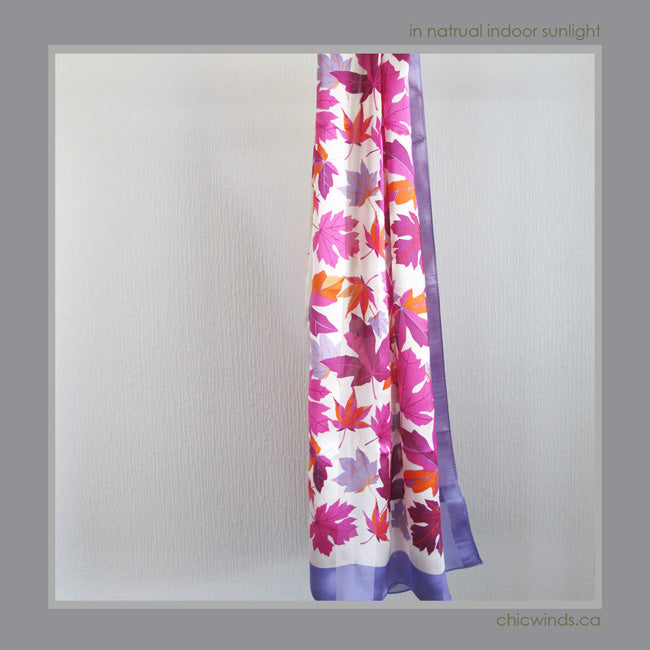 Maple Leaf Silk Scarf ( Purple )