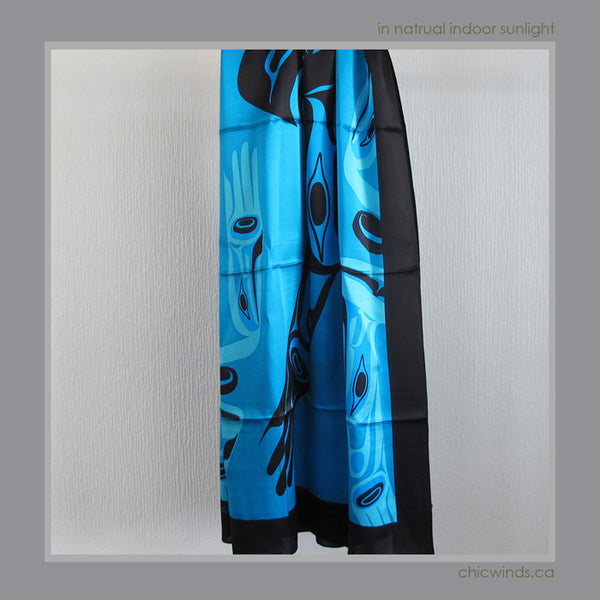Dorothy Grant Native Art Silk Scarf - Eagle (Turquoise)