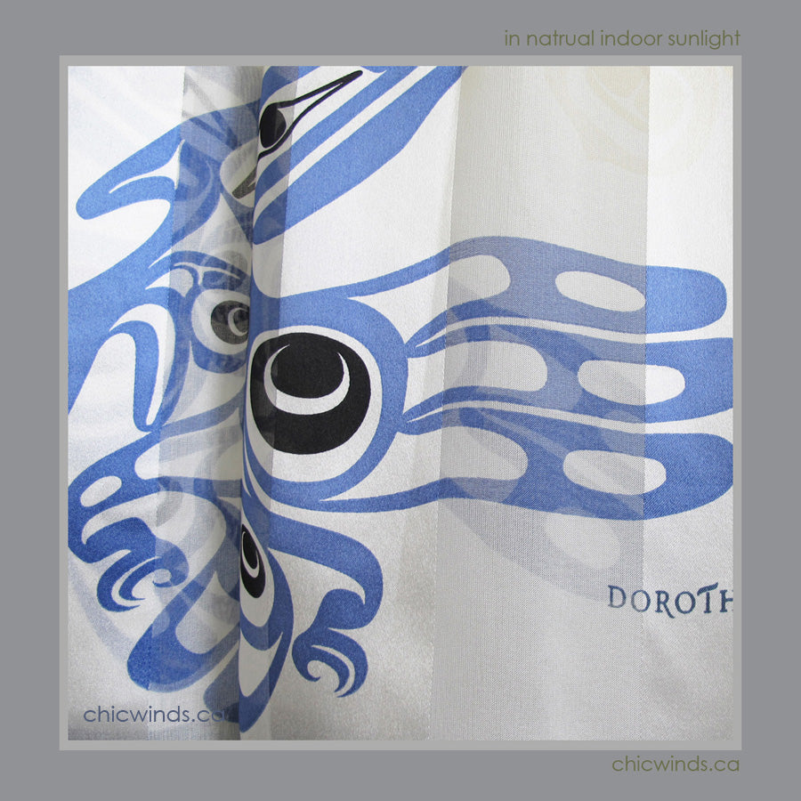 Hummingbird Silk Satin Scarf (Blue)