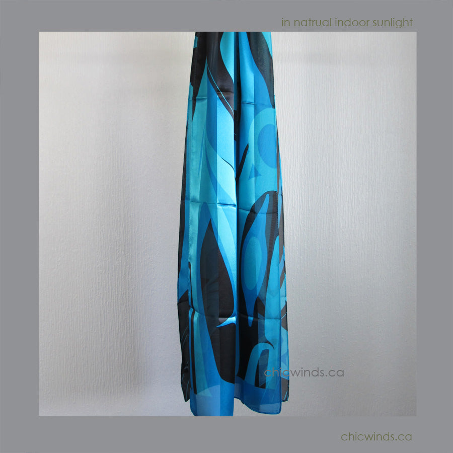 Anthony Joseph Poly Satin Salmon Scarf (Turquoise/Red/Purple)