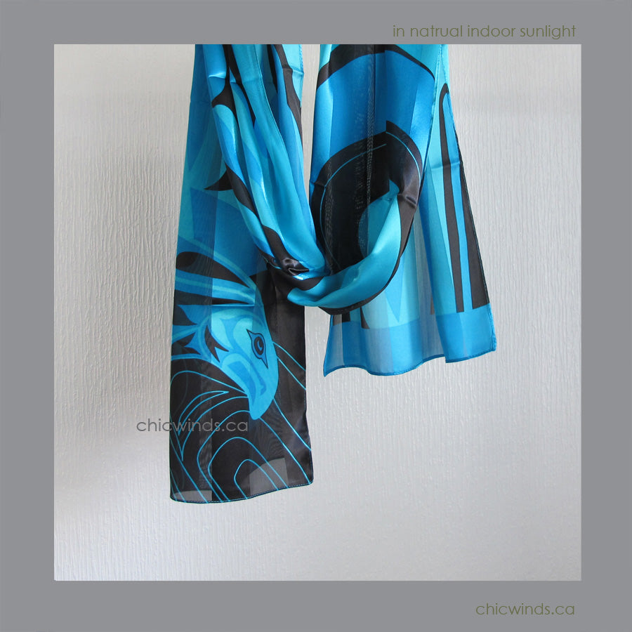 Anthony Joseph Poly Satin Salmon Scarf (Turquoise/Red/Purple)