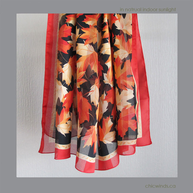 Maple Leaf Square Scarf (red/black)