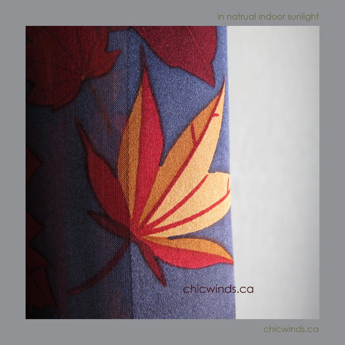 Maple Leaves Silk Scarf ( Red/Navy/Gold)