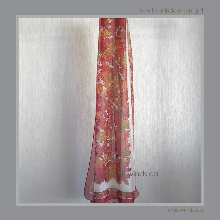 Maple Leaf Chiffon Scarf (red/ceam)