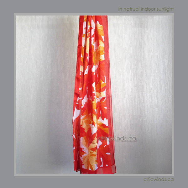 Maple leaf scarf ( Red )